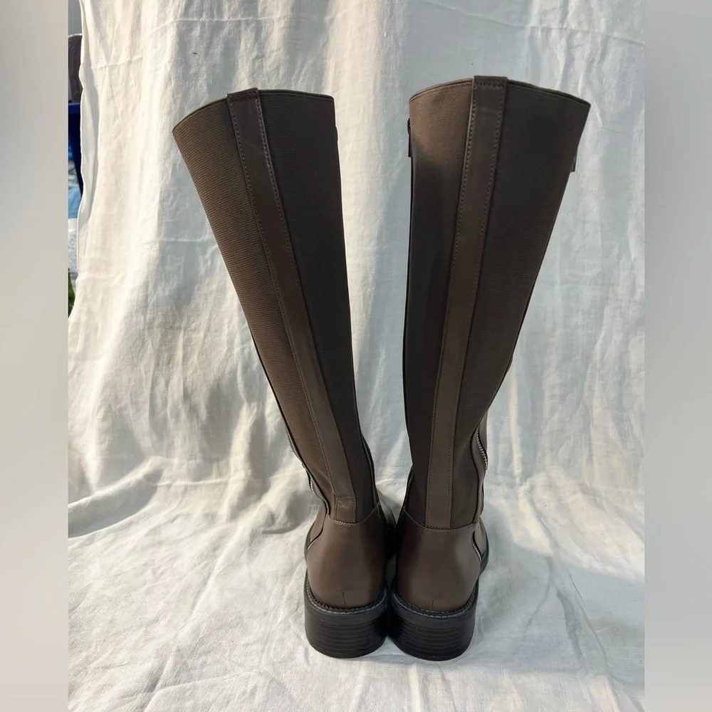 Brown Knee-High Zipped Boots - Picture 3 of 16